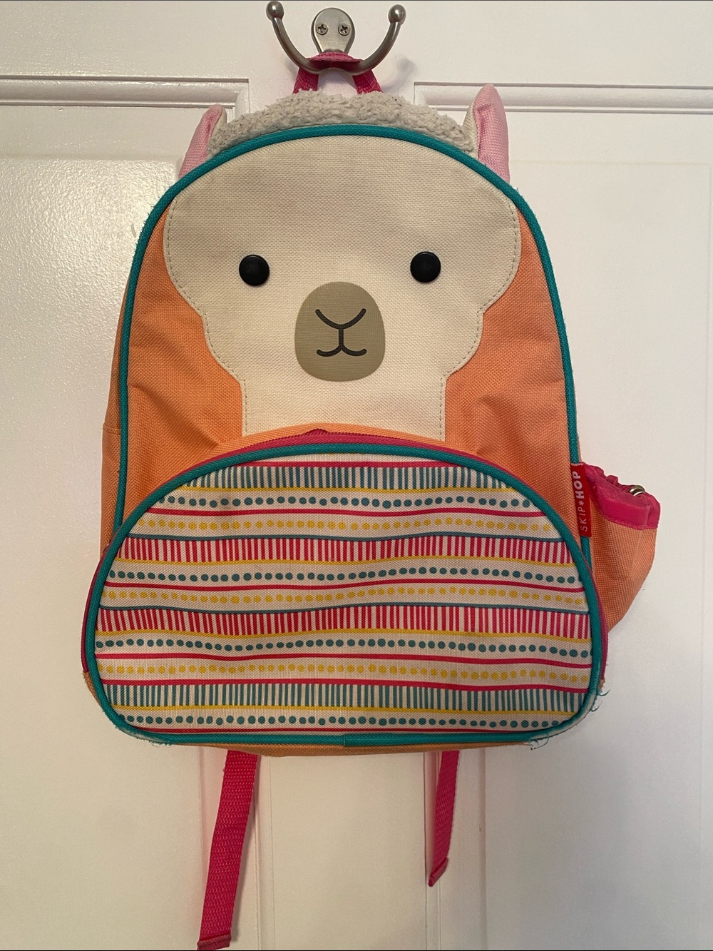 Kids Llama Backpack - Orange with Pink Accents